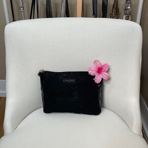 Lancome Soft Suede Vinyl Zip Cosmetic Makeup Bag